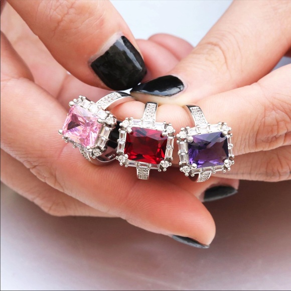 New 925 Sterling Silver Diamond Amethyst Ring - Picture 7 of 7